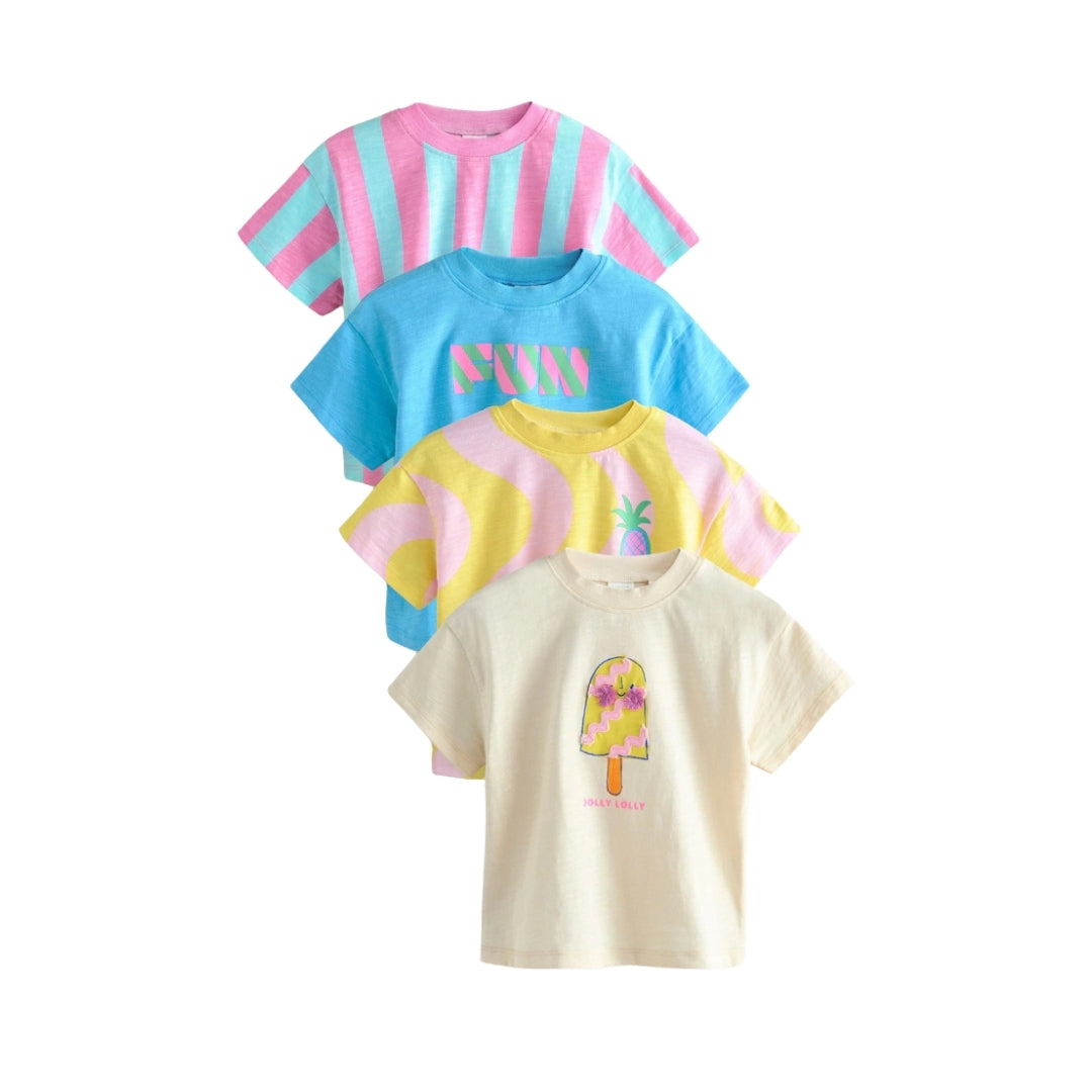 Girls Short Sleeve T-shirt-Pack Of 4